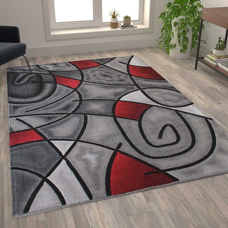 Flash Furniture Red 6' x 9' Abstract Design Accent Area Rug ACD-RGTRZ860-69-RD-GG